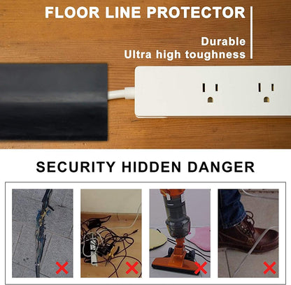 6.5Ft Floor Cord Cover Silicone Cable Protector Easy to Install Wire Organizer and Hider Ideal Extension Cord Cover for Home, Office, Garage (Black-6.5Ft)