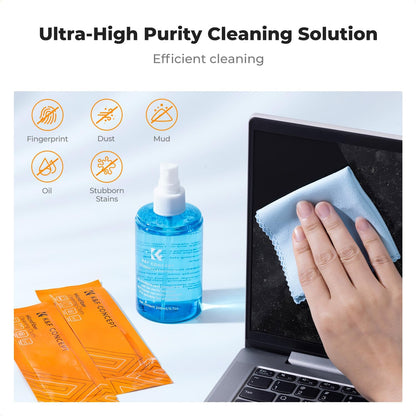 KF Concept Screen Cleaner Spray, with 2 Microfiber Cleaning Cloth, Touchscreen Cleaning Kit for LCD LED DVD TV, Smartphone, iPad, Laptop, Tablet Monitor, Computer Monitor, Electronic Devices (200ml)
