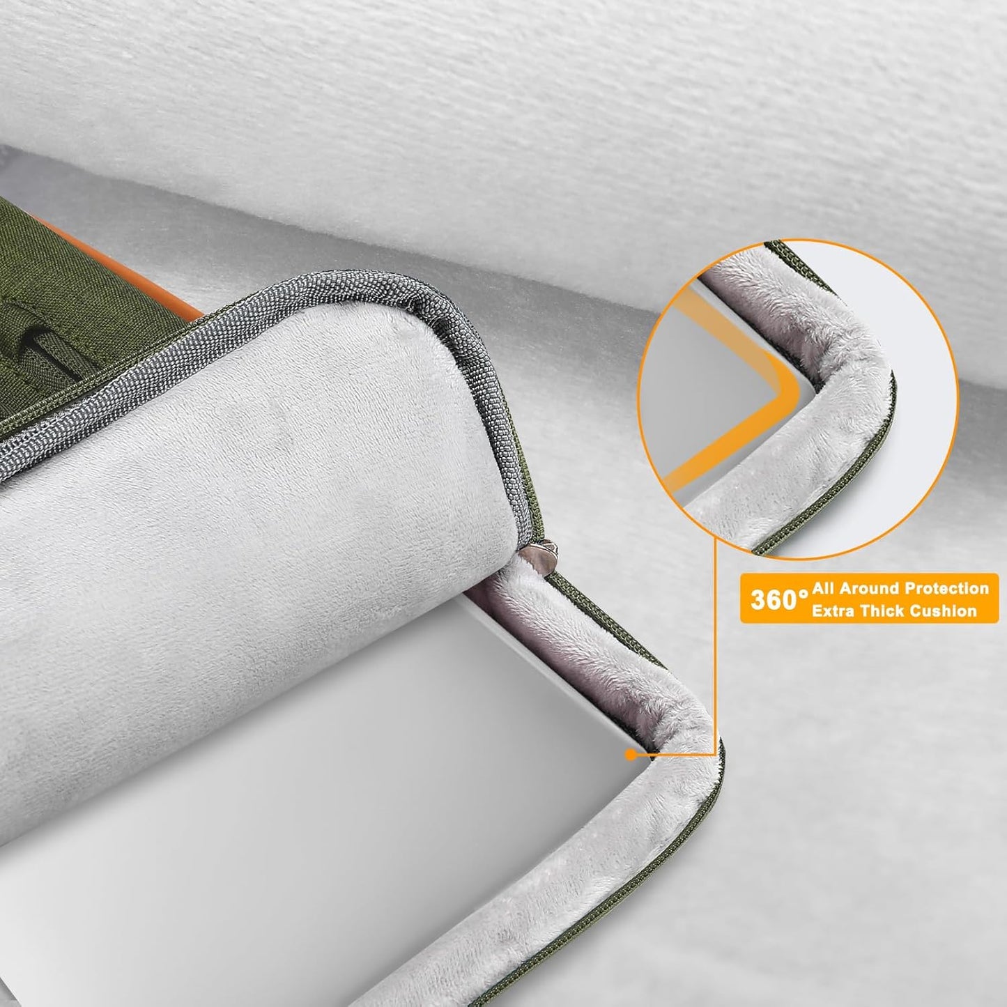 MOSISO 360 Protective Laptop Shoulder Bag,13-13.3 inch Computer Bag Compatible with MacBook, HP, Dell, Lenovo, Asus Notebook,Side Open Messenger Bag with 4 Zipper Pockets&Handle, Olive Green