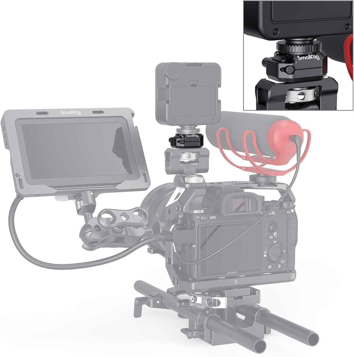 SmallRig Universal Cold Shoe Mount, Multi-Functional Shoe Adapter with Safety Release, for DSLR Camera Rig Microphone LED Light - 2797