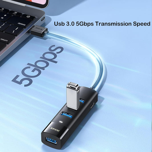 KAGO USB Hub 4 Ports - Multiple USB 3.0 Hub with 5Ft Cable, USB-A Splitter Extender with USB Type-C Power Port, for Laptop,Desktop, Windows, Linux, PC(USB a)