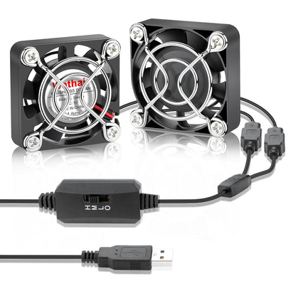 2Pack Wathai 40mm x 10mm Mini USB Fan with Speed Control 5V Small Computer USB Fans for Welding Helmet, Aquarium, Terrarium, Camera, VR Receiver DVR PlayStation Xbox Computer Cabinet Cooling