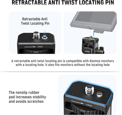 NEEWER Field Monitor Mount Monitor Holder with NATO Clamp, 360° Swivel, 180° Tilt, Anti Twist Screw Compatible with Atomos Ninja 5" & 7" Camera Monitor Compatible with SmallRig Camera Cage, MA020