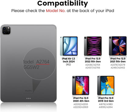 Nillkin for iPad Air 13 M2 M3 Case with Keyboard Backlit Bumper iPad Pro 12.9 (3rd, 4th, 5th and 6th gen) Detachable Keyboard with Built in trackpad, Stand,US English (Elite Grey)