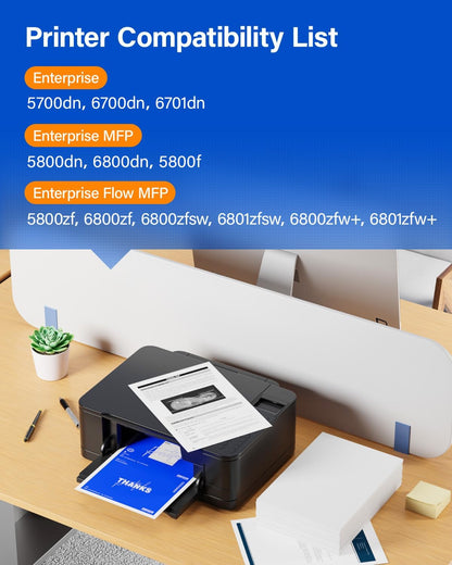 213A Toner Cartridge 4-Pack Set with Chip Replacement for HP 213A 213X W2130X W2130A Compatible for HP Color Laserjet Enterprise 5700dn MFP 5800dn 6700 6701dn 6800 6801dn Laser Printer Ink Black Color