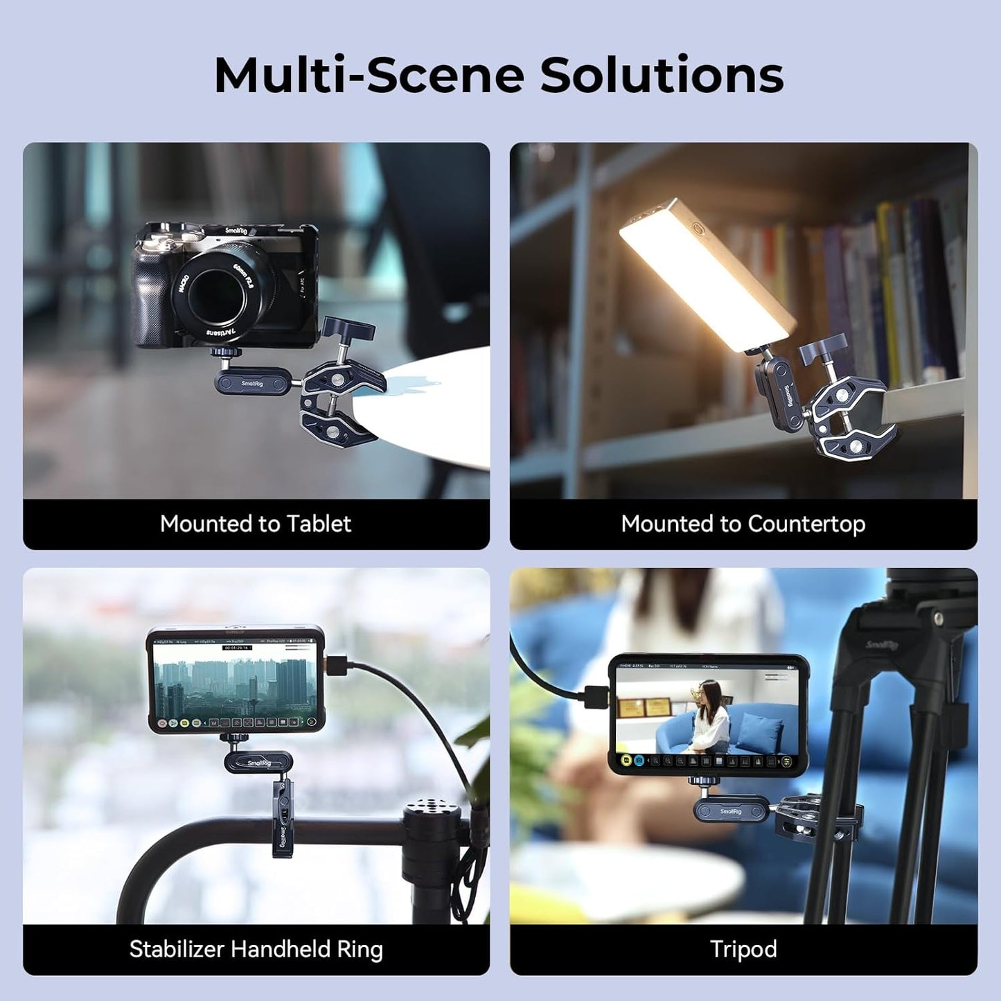 SMALLRIG Camera Mount Clamp 2-Pack, Ballhead Magic Arm with Adapter for GoPro, Camera Monitor Mount, Super Clamp for DSLR/Stabilizer - 5529