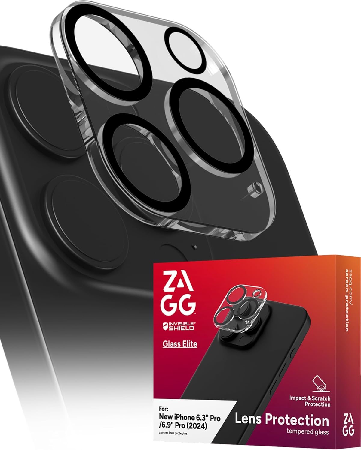 ZAGG Glass Elite Anti-Glare Camera Lens Protector for iPhone 16 Pro Max / 16 Pro - Anti-Reflective Glass, 5X Stronger, Smudge-Free, Eco-Friendly, Easy Installation