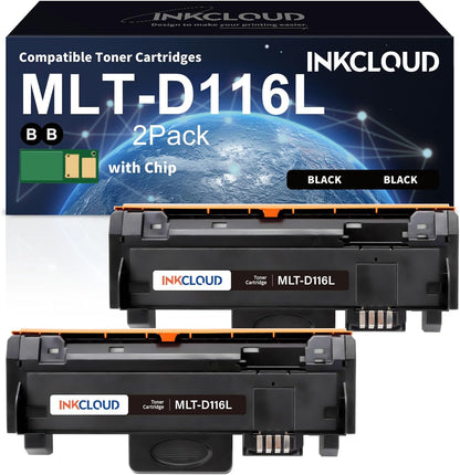 MLT-D116L High Yield Toner Cartridge 2Pack, Black Replacement for Samsung 116L D116L MLTD116L Toner to Compatible with Xpress M2625D M2675FN M2676FH M2875FW M2875FD M2885FW M287x Printer