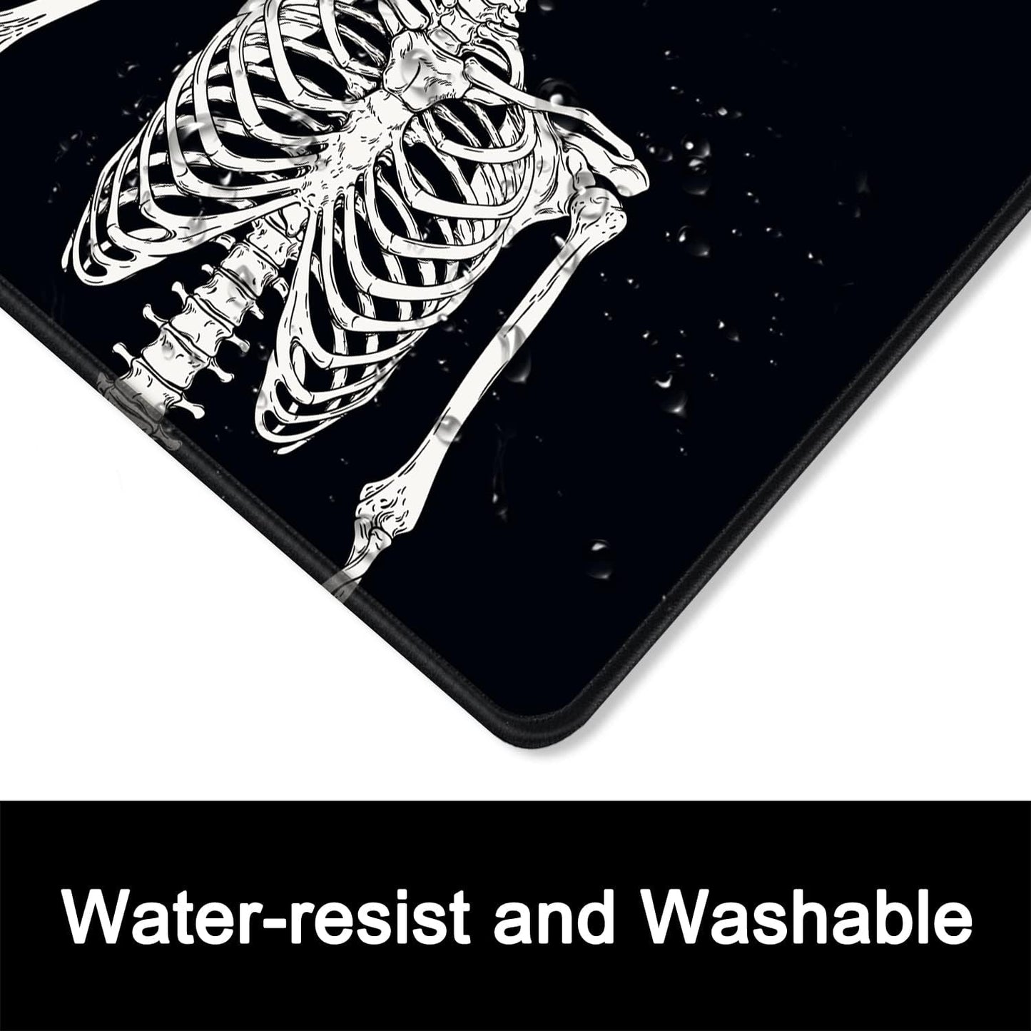 ITNRSIIET Mouse Pad with Stitched Edge Premium Textured Smooth Precise Operation Waterproof Washable Non-Slip Rubber Base Desktop Protection Mat, 10.2×8.3×0.12 inches, Human Skeleton