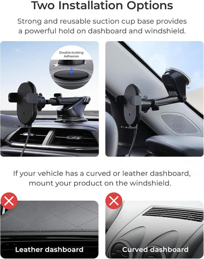 iOttie Auto Sense 2 Dash & Windshield Car Phone Holder with Qi Wireless Charging - Auto Clamping Phone Mount & Charger for Google Pixel, iPhone, Galaxy, Huawei, LG. Power Adapter Not Included.