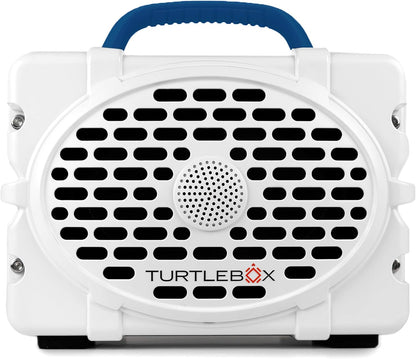Turtlebox Original Gen 3: Portable Outdoor Bluetooth Speaker – Ultra-Loud (120dB), Waterproof (IP67), Rugged, Impact-Resistant, 3-Day Battery | Party Mode: Unlimited Pairing Stereo, White/Royal Blue