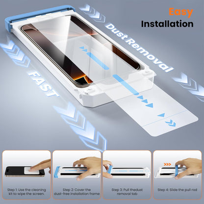 Screen Protector for iPhone 16 Pro Military Grade Tempered Glass Auto-Alignment OneTouch Kit Cell Phone Accessories Bubble Free Case Friendly Auto Dust-Removal Easy Install [1 Pack]