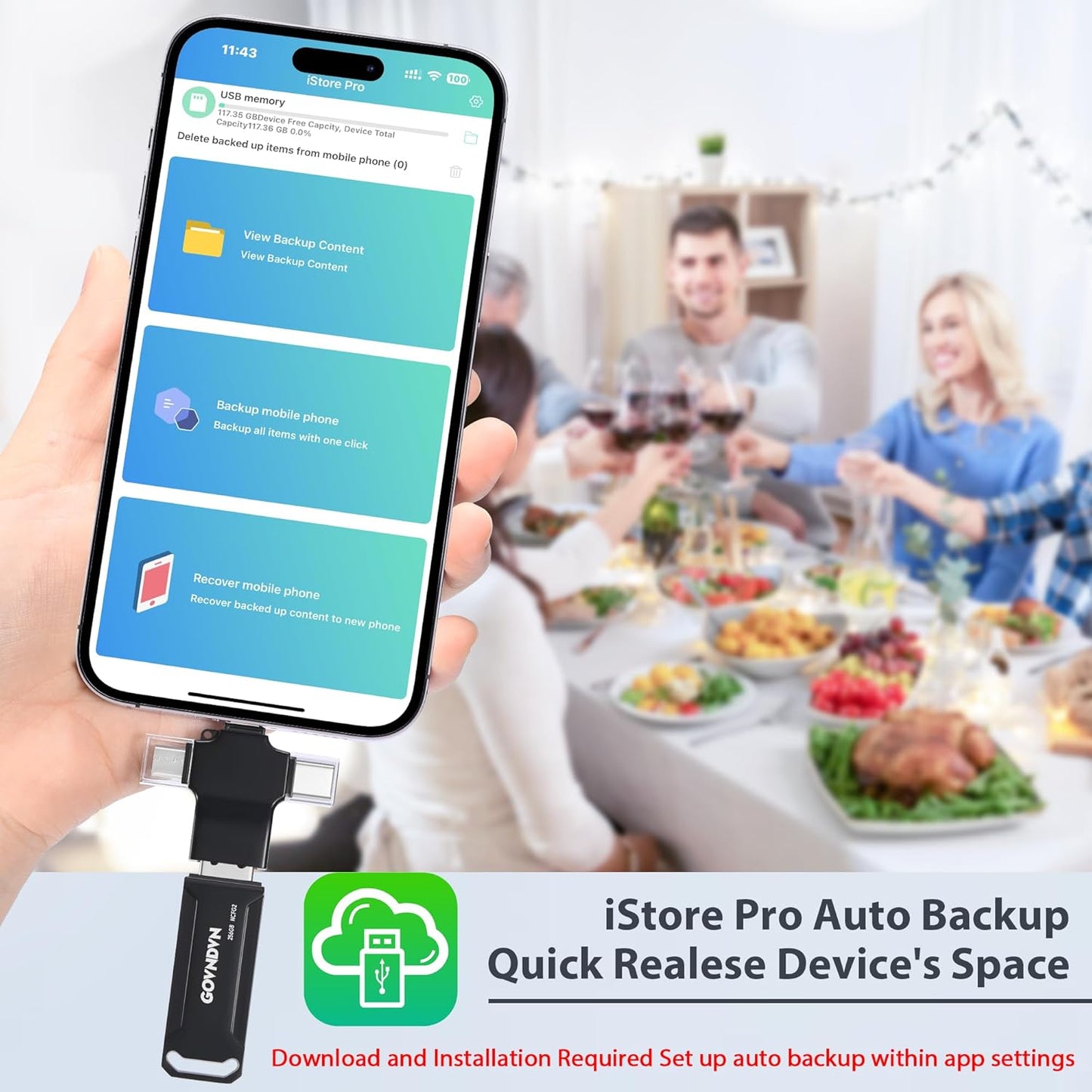 Auto-Backup All Devices Photo Stick 512GB iStore Pro, Real Capacity 4-in-1 iPhone Photo Memory Stick USB Flash Thumb Drive for Photos, Videos & Contacts for iPhone, iPad, Android, PC, Tablets