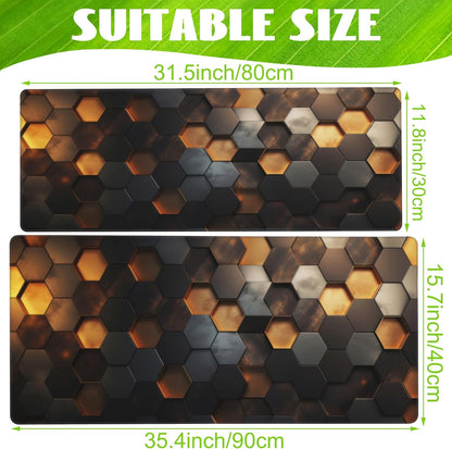 Desk Mat,Golden Honeycomb Technology Desk Pad,Honeycomb Technology Large Gaming Mouse Pad for Desk,Extended Big Computer Keyboard Mouse Pad with Non-Slip Base and Stitched Edge,31.5"x11.8"