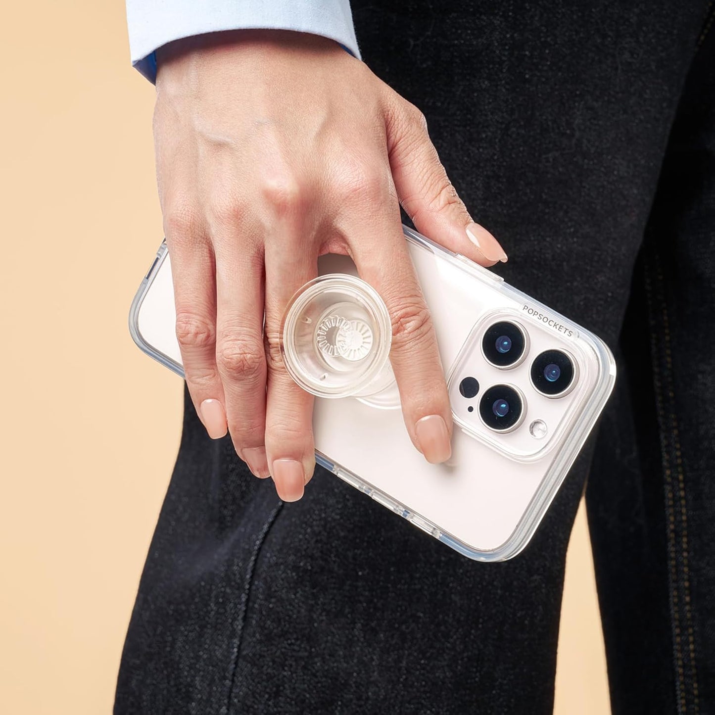 PopSockets Phone Grip with Expanding Kickstand, Adhesive Grip - Clear