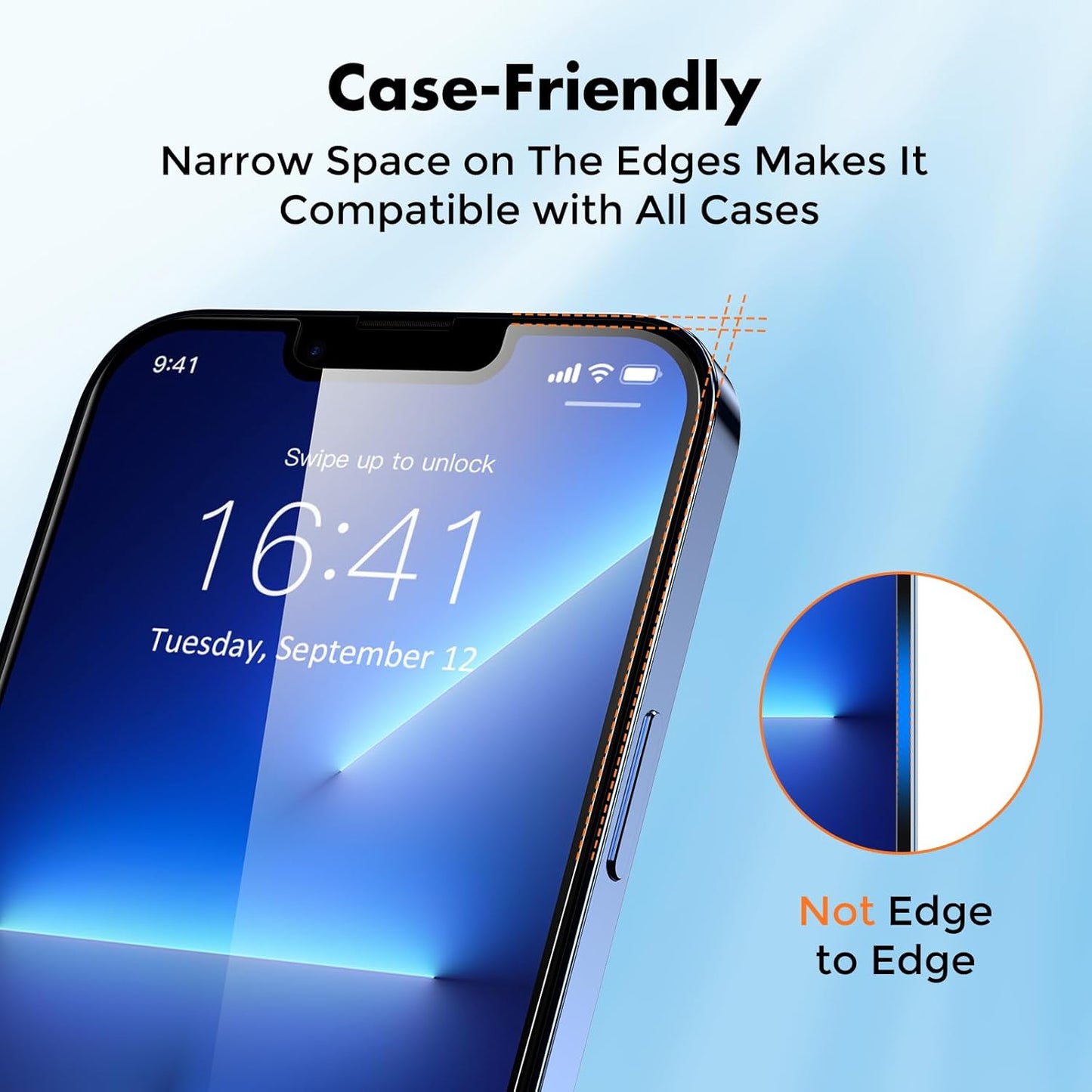 UNBREAKcable Screen Protector for iPhone 16e/iPhone 14/ iPhone 13/13 Pro, Shatterproof Tempered Glass [99.99% HD Clear] [9H Hardness] [Easy Installation Frame] for iPhone 6.1" - 2 Pack