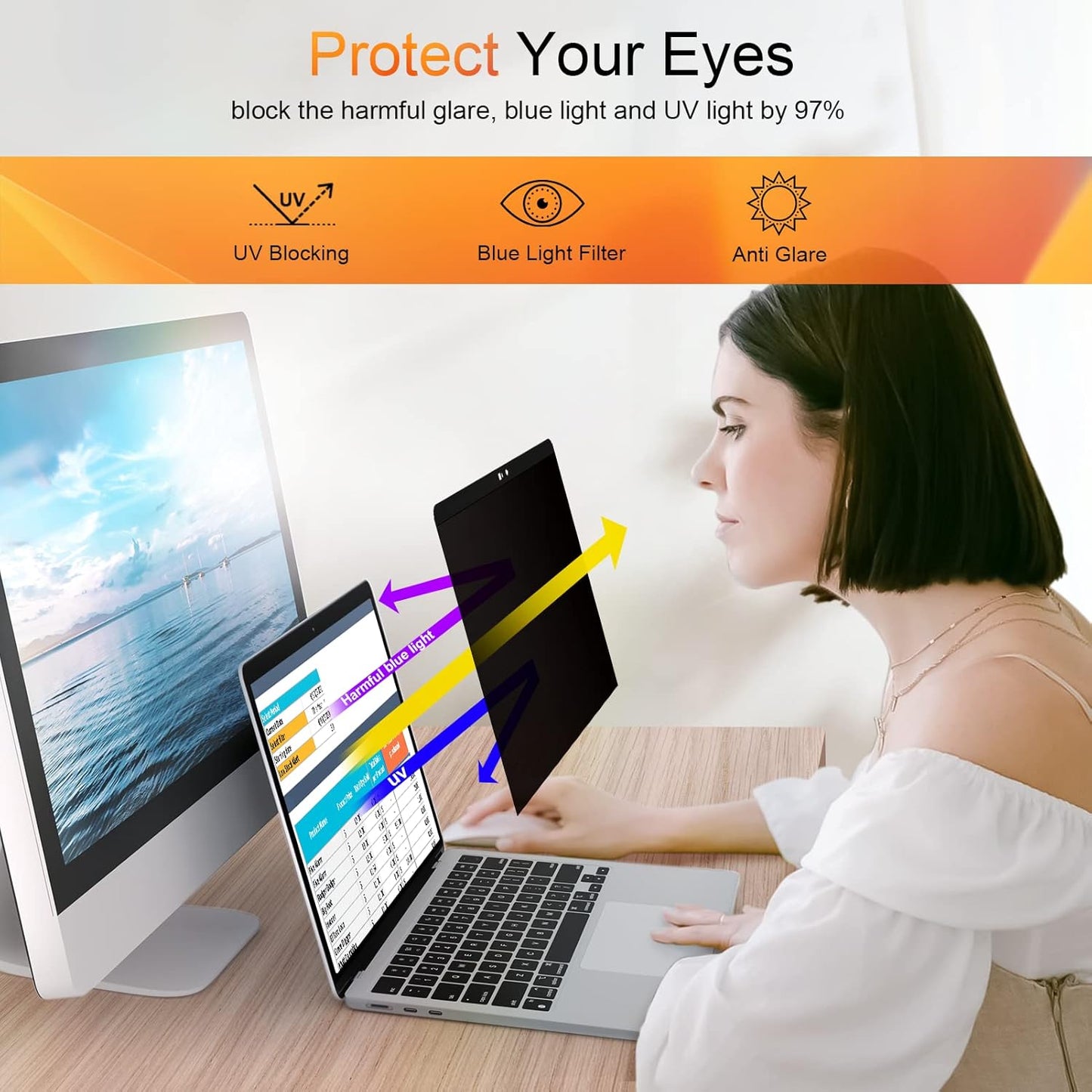 Mamol Privacy Screen MacBook Pro 16 Inch 2019 (A2141), Magnetic Removable Anti Glare Blue Light Filter Privacy Screen Protector with Webcam Cover for 16'' Apple Mac Laptop