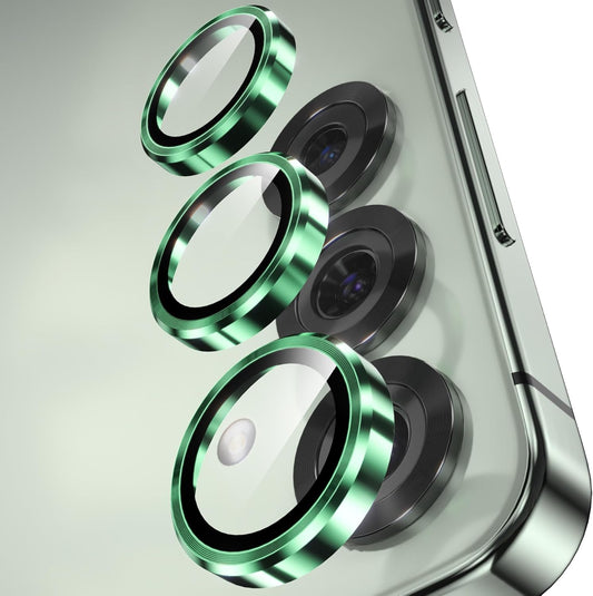 YWXTW Camera Lens Protector for Samsung Galaxy S25 Accessories [1:1 Fit & Ultra Clarity] 9H Tempered Glass Metal Individual Ring Camera Cover Screen Protector for S25, Case Friendly (Green)