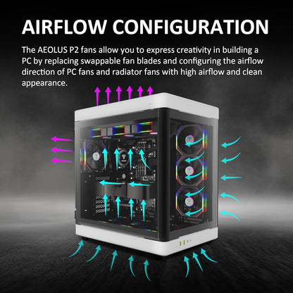 GAMDIAS 120mm ARGB PWM Case Fan, 2 Blades in 1 Fan Pack (Standard & Reverse Blades), Sync with RGB Motherboards, Easy Installation & Cable Management w/Cabless Daisy Chain Design