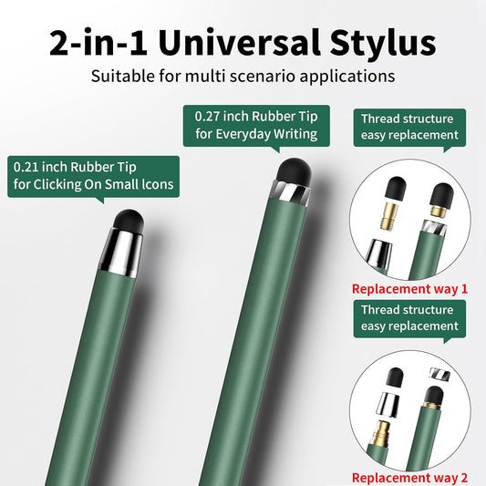 Stylus Pen for Touchscreen,5 PCS Stylus,2-in-1 Stylus Pen for iPad, High Sensitivity Precision Suitable for All Touch Screens of iPhone/ipad/Android Tablet(Black/White/Gray/Gold/Dark Green)