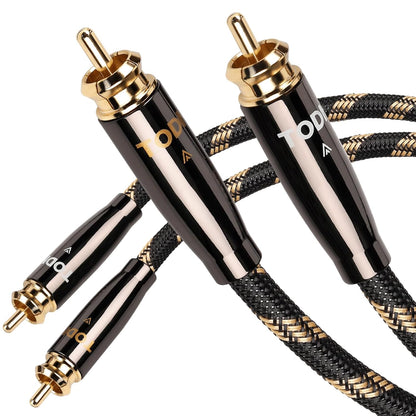TODN High End RCA Cables for Audiophile 2 RCA Male to Male Stereo Audio Cable with Dual Shielded for HiFi Home Theater (4.9ft/1.5m, 1 Pair)