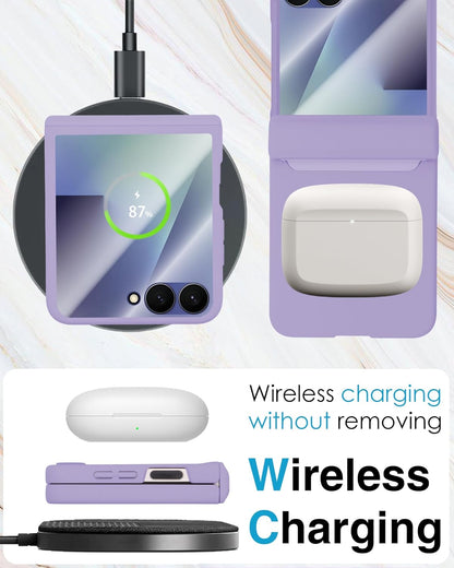 STORMTAL for Samsung Galaxy Z Flip 7 Case, Hinge Protection, Built-in Screen Protector, Wireless Charging, Shockproof, Slim Rugged Phone Protective Case for Galaxy Z Flip 7 Purple