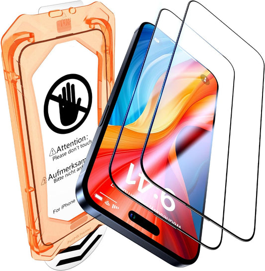 UniqueMe for iPhone 15 Plus Screen Protector - [Military Grade Shatterproof & 9H+ Hardness] Screen Protector 15 Plus Tempered Glass Full Coverage Protection, Easy Installation, 2 Packs
