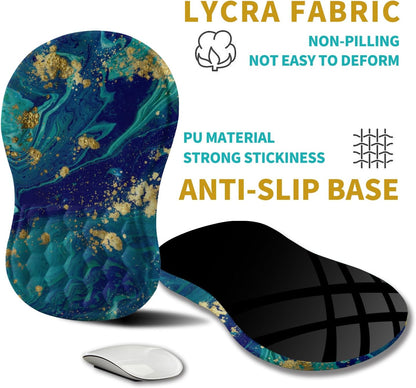 Hokafenle Ergonomic Mouse Pad Wrist Support, Wrist Rest Mousepad for Carpal Tunnel Pain Relief with Integrated Memory Foam Slope Massage Bulge (11.8x7.9 inch,Blue Gold