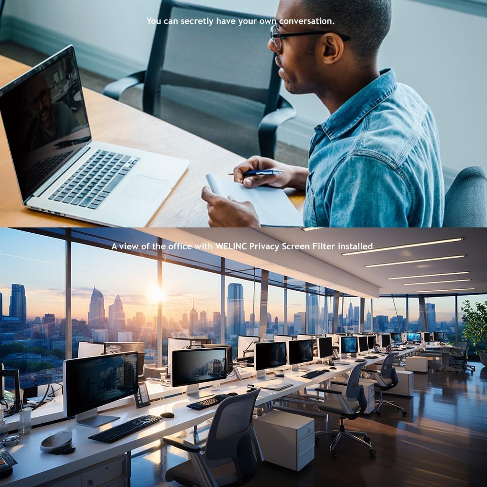 27 Inch - 16:9 Aspect Ratio - Computer Privacy Screen Filter for Widescreen Monitor - Anti-Glare - Anti-Scratch Protector Film - Protects Your Eyes from Harmful Glare and Blue Light