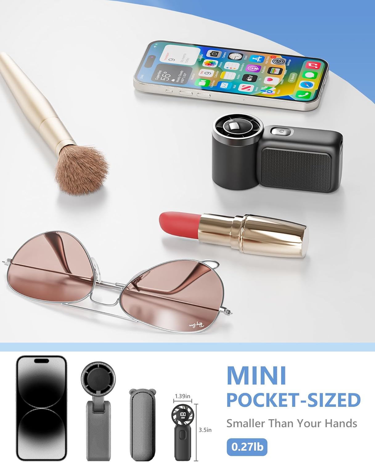 Portable Handheld Mini Fan, 6 Gear Wind, Hand Small Travel Personal Held Fans, Rechargeable Turbo Fan, Gifts for Women Men, for Camping Vacation Outdoor (black)