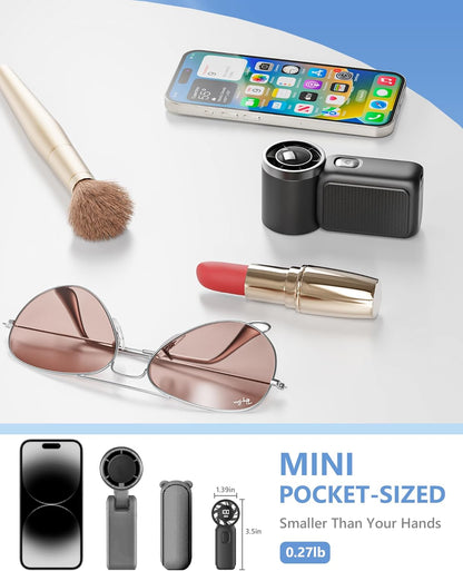 Portable Handheld Mini Fan, 6 Gear Wind, Hand Small Travel Personal Held Fans, Rechargeable Turbo Fan, Gifts for Women Men, for Camping Vacation Outdoor (black)