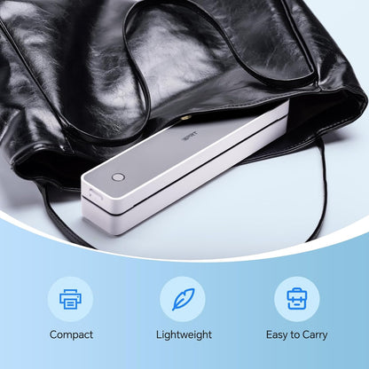 iDPRT Portable-Printer Wireless for Travel, 300DPI Inkless Thermal Small Printers for Home Use, Office, Vehicles, Mobile Bluetooth Printer Supports 8.5" x 11" US Letter, for Smartphone & PC,White Gray