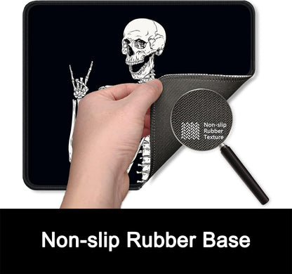 ITNRSIIET Mouse Pad with Stitched Edge Premium Textured Smooth Precise Operation Waterproof Washable Non-Slip Rubber Base Desktop Protection Mat, 10.2×8.3×0.12 inches, Human Skeleton