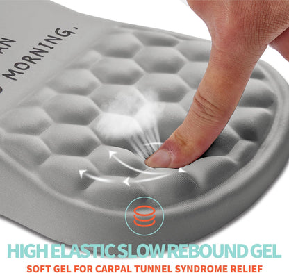Ergonomic Mouse Pad Wrist Support with Memory Foam Massage Bulge, Carpal Tunnel Pain Relief Mousepad Wrist Rest for Mouse(12x8 inch, Good Morning)