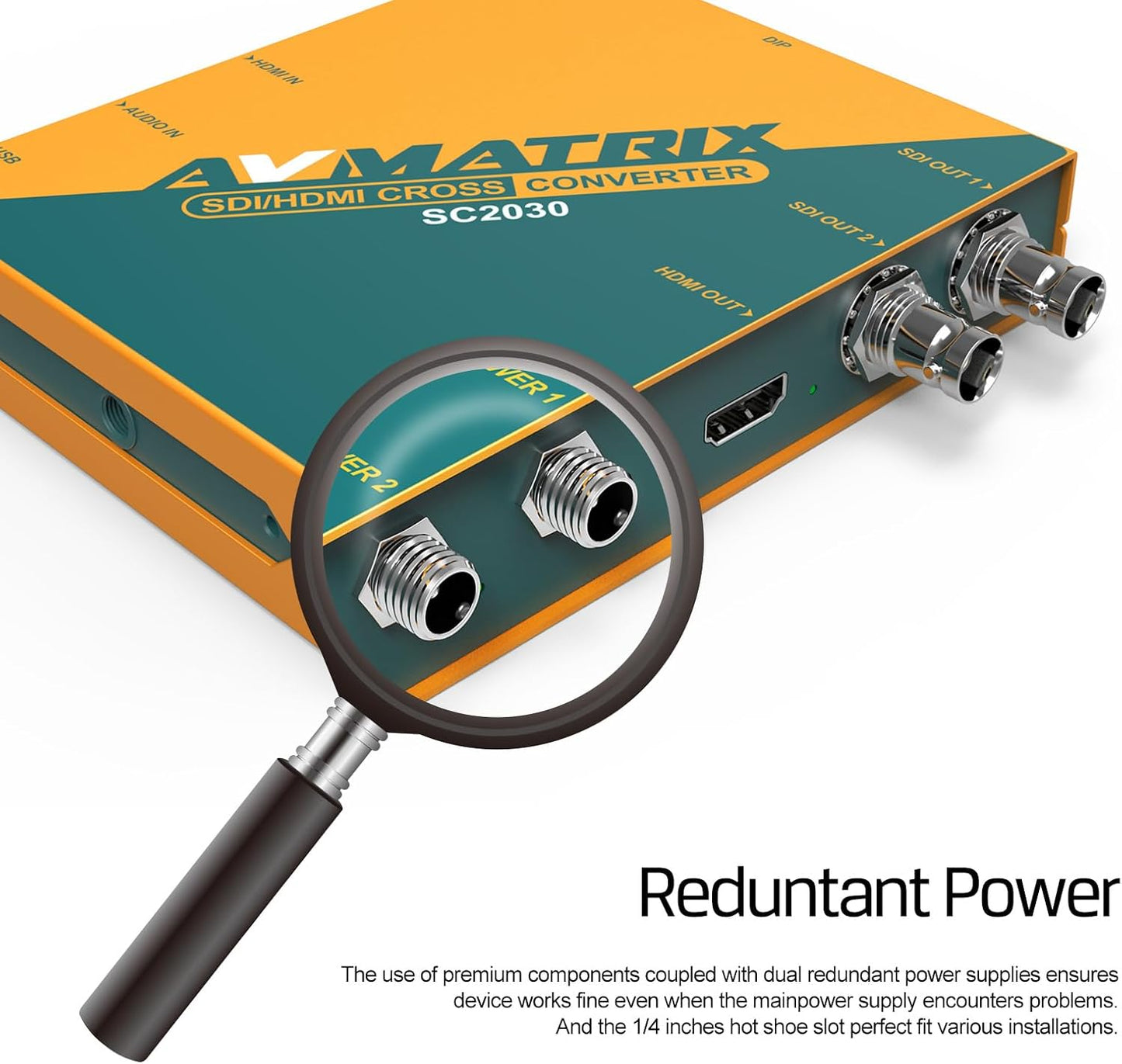 AVMATRIX SDI/HDMI Up/Down/Cross Converter, DlP Switches, SD/HD/3G-SDI Scaling Frame Rate Conversion Scaler, 3.5mm Jack Audio Embedding, Auto Signal Detection SC2030