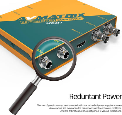 AVMATRIX SDI/HDMI Up/Down/Cross Converter, DlP Switches, SD/HD/3G-SDI Scaling Frame Rate Conversion Scaler, 3.5mm Jack Audio Embedding, Auto Signal Detection SC2030