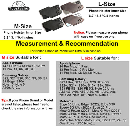 Topstache Leather Phone Holster with Magnetic Closure, Belt Clip Loop Case for iPhone & Samsung, Black, Medium