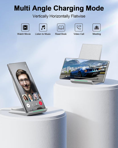 Fast Wireless Charger, NANAMI Qi Certified Wireless Charging Stand Compatible iPhone 16/16 Plus/16 Pro/16 Pro Max/15/14/13/12, Samsung Galaxy S25/S24/S23/S22/S21/S20/Note 20 Ultra and Qi-Enabled Phone