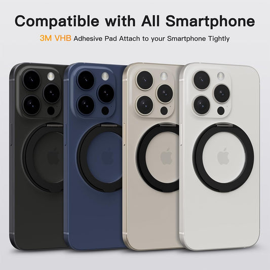 COOLQO 1Pc 360 Spin Cell Grip Ring Phone Stand [Upgrade Gear Hinge Stress Anxiety Relief] Magnetic Holders for Your car Accessories Desk Mount Compatible with iPhone All Smartphones, Black