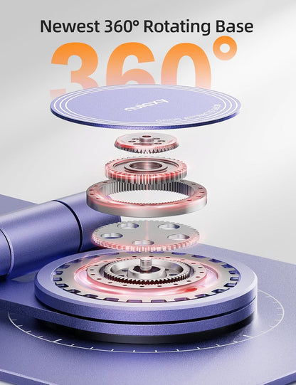 Nulaxy Rotatable Cell Phone Stand, Fully Adjustable Foldable Desktop Phone Holder Cradle Dock, Thick Case Friendly, Compatible with All Phones, Nintendo Switch, Purple