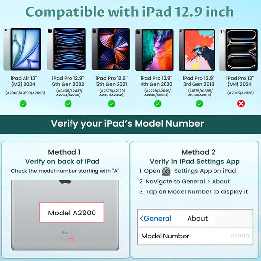 OYEEICE Keyboard Case for iPad Pro 12.9 inch (6th, 5th, 4th Gen) & New Air 13 inch M2, 7 Color Backlit Detachable Wireless Keyboard, Auto Sleep/Wake Cover with Pencil Holder (2022 2021 2020) - Teal