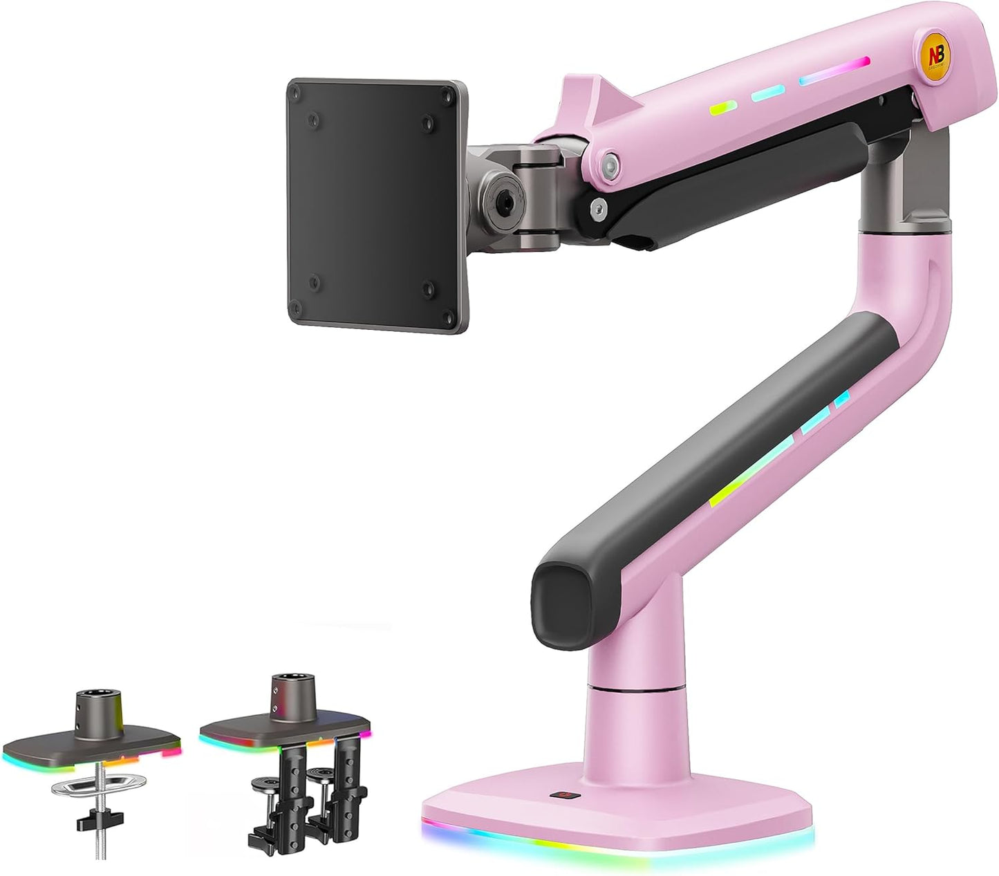 Gaming Monitor Arm for Flat/Ultrawide/Curved Monitors 32 to 60 inch, Heavy Duty Monitor Stand Load up to 20 kg, VESA 75/100 mm Mount (Fantasy Pink)