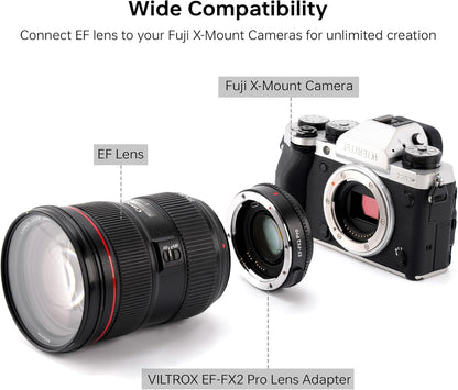 VILTROX EF-FX2 Pro Auto Focus Lens Adapter 0.71x Focal Reducer Speed Booster Adapter Compatible with Canon EF Mount Lens to Fuji X-Mount Camera X-T3 X-T2 X-T20 X-T10 X-T100 X-PRO 2 X-E3 X-A20