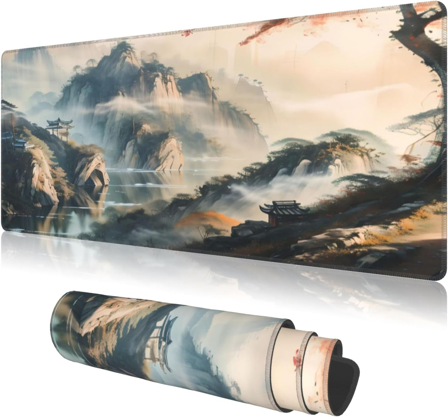 Large Mouse Pads Anime Landscape Mountain Wilderness Wonderland Non-Slip Rubber Base Gaming Mousepad, Keyboard and Mouse Pad with Stitched Edges,PC Desk Mat for Game,Work,Office(31.5"*11.8")