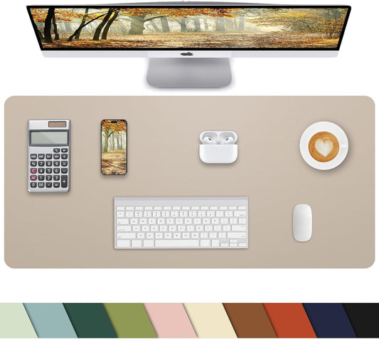 Small Desk Mat,Leather Desk Pad Protector,Desk Mouse pad,Office Desk mat,Laptop Mat for Desk, Non-Slip PU Leather Desk Blotter,Waterproof Desk Writing Pad for Office/Home(23.6"x13.8",Apricot)