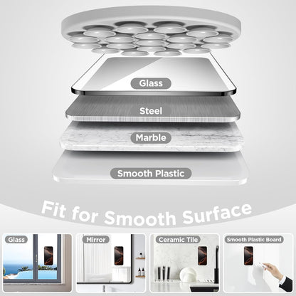 Magnetic Suction Cup Phone Mount for MagSafe Case, Silicone Hands-Free Grip Holder for iPhone and Android, Mirror Shower Phone Stand for Makeup FaceTime Gym Kitchen Bathroom, Light Gray