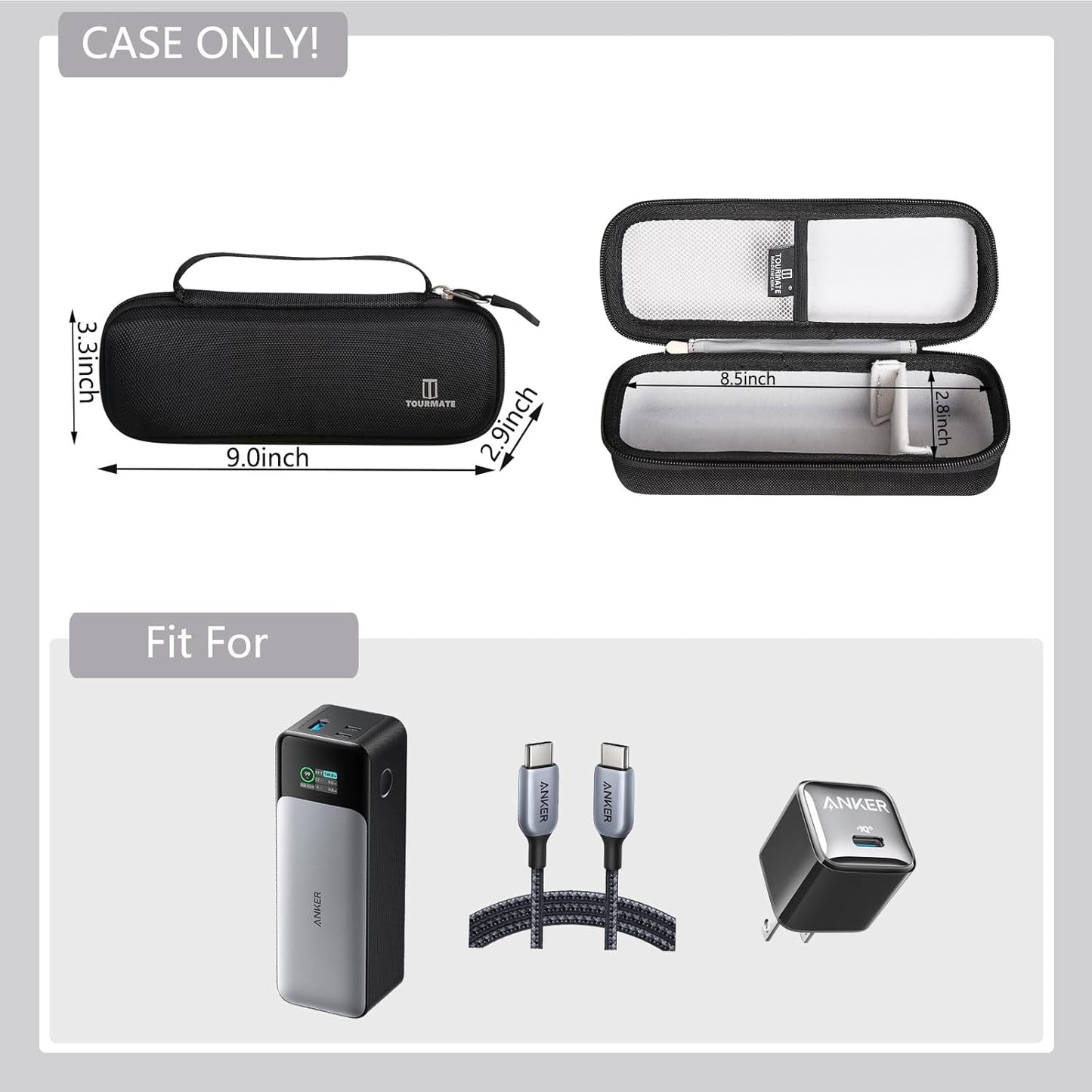 Hard Storage Case for Anker 737 Power Bank (PowerCore 24K) and Anker 715 Charger (Nano II 65W) Combo-Tourmate (Black case only)