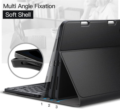 JETech Keyboard Case for iPad Air 11-Inch M3/M2 (2025/2024), iPad Air 5th/4th (10.9-Inch 2022/2020) with Pencil Holder, Magnetic Detachable Bluetooth Keyboard, TPU Back Stand Cover (Black)