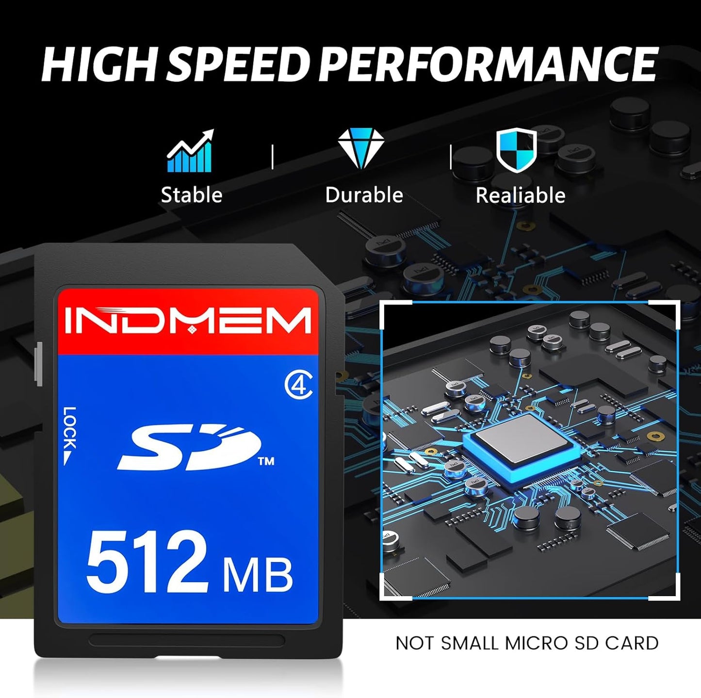 INDMEM SD Card 512MB, 10 Packs Class 4 512MB Flash Memory Card MLC Standard Secure Digital Cards Camera Cards