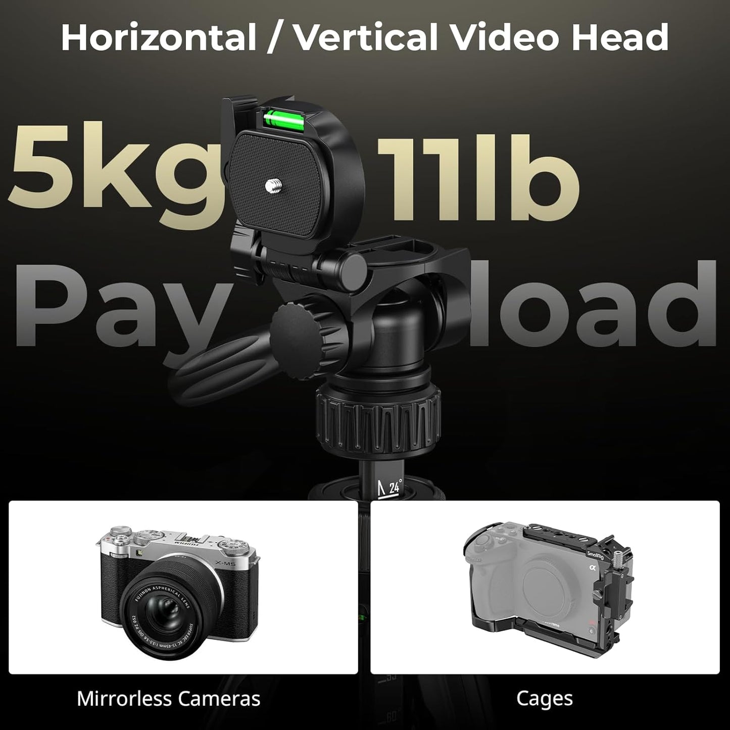 SmallRig 71" Camera Tripod Stand AP-21, Travel Tripod for iPhone, Camera and Smartphone Live Streaming Vlog, Portable Photo Tripods with Quick-Flip Lock Legs, Max Load 11lb